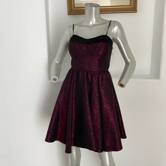 Mise En Scène By Ruffian Fall 2009 Jacquard Red/Black Floral Dress Size 4 - Picture 1 of 12